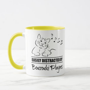 Curious Cat Easily Distracted by Bouzouki Players Mug