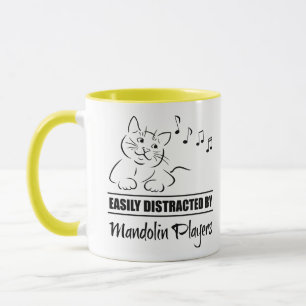 Curious Cat Easily Distracted by Mandolin Players Mug