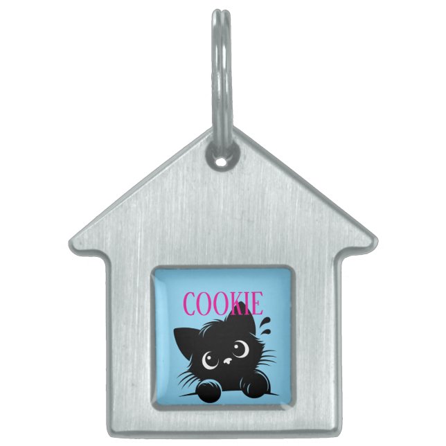 Curious Cat Pesonalized  Pet ID Tag (Front)