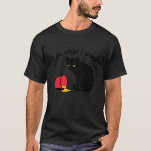 Curious Cat Silhouette with Spilled Paint Bucket H T-Shirt