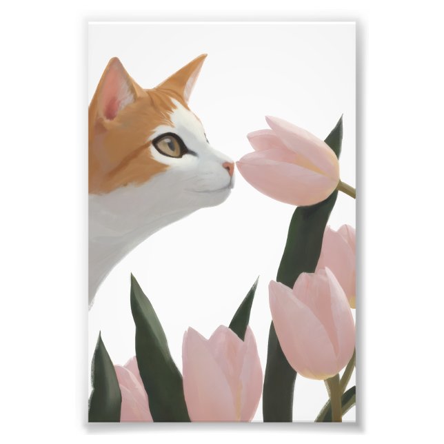 Curious Cat Spring Floral Photo Print (Front)