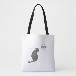curious cat  tote bag
