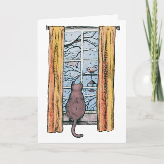 Curious Cat Winter Chill Vibes Belated Birthday Card