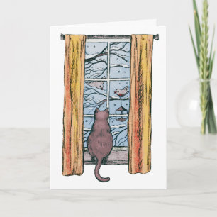 Curious Cat Winter Chill Vibes Belated Birthday Card