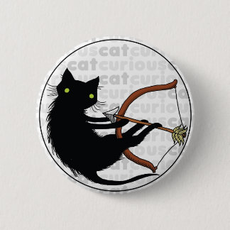 Curious Cat with Bow 2 Inch Round Button