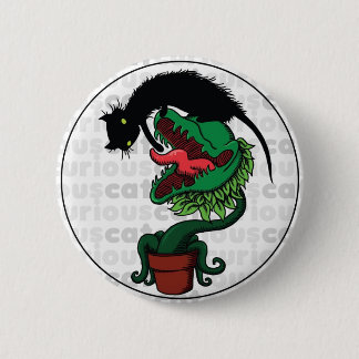 Curious Cat with Carnivorous Plant 2 Inch Round Button