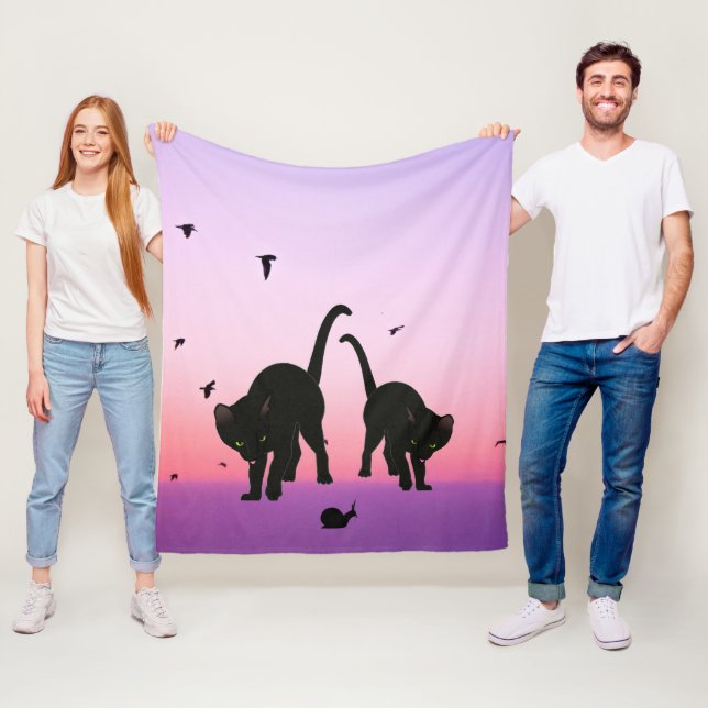 Curious Cats Beach Scene Fleece Blanket (In Situ)