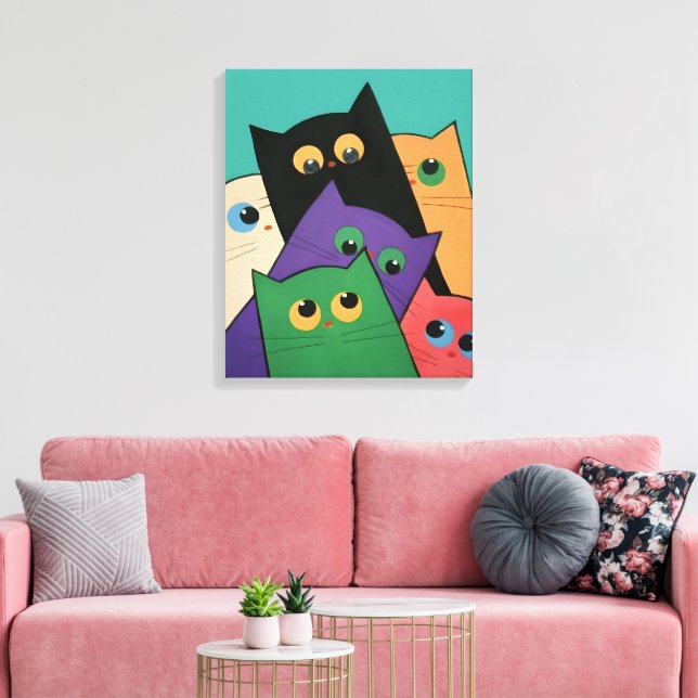 Curious Cats Canvas Print (Insitu(LivingRoom))