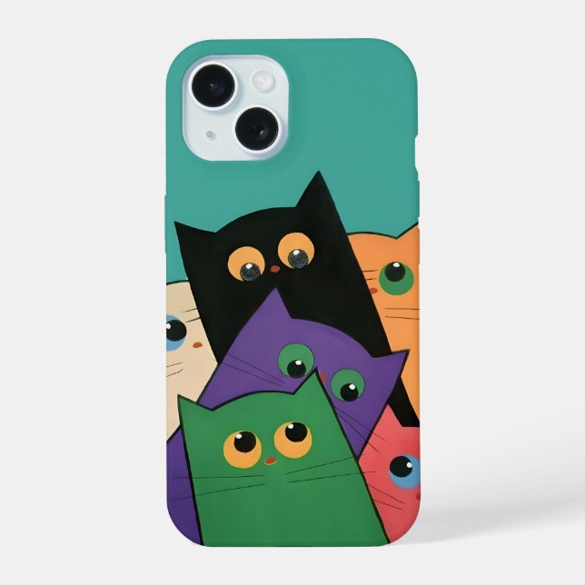 Curious Cats iPhone 15 Case (Back)