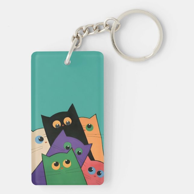 Curious Cats Keychain (Back)