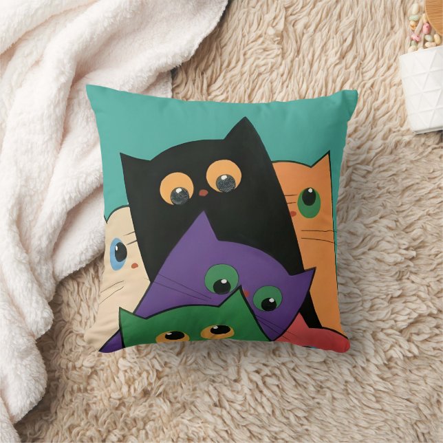 Curious Cats Throw Pillow (Blanket)