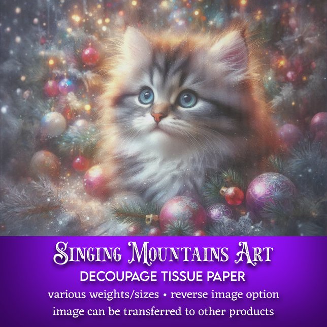 Curious Christmas Tree Kitty Decoupage Tissue Paper (Creator Uploaded)