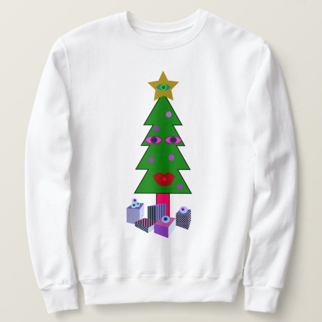 Curious Christmas Tree Ugly Sweater (Design Front)