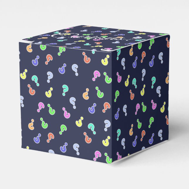 Curious? Colourful Question Marks Gift Favour Box (Front Side)