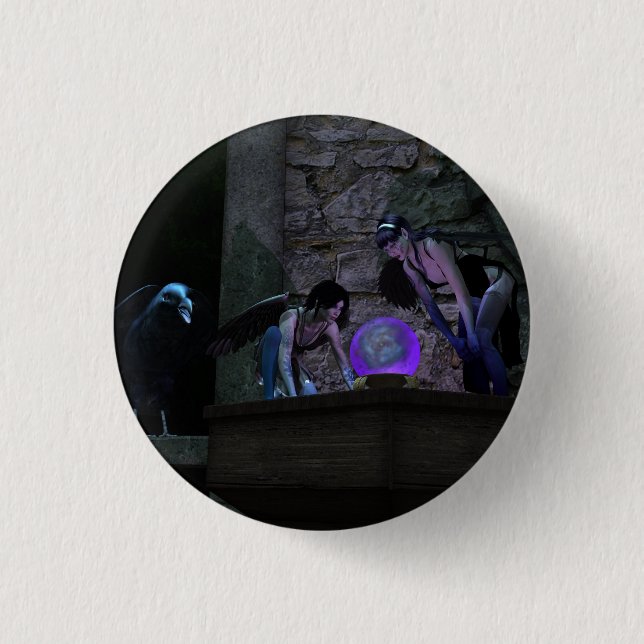 Curious Crow Faeries 1 Inch Round Button (Front)