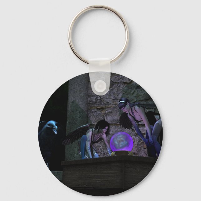 Curious Crow Faeries Keychain (Front)