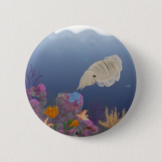 Curious Cuttlefish 2 Inch Round Button (Front)