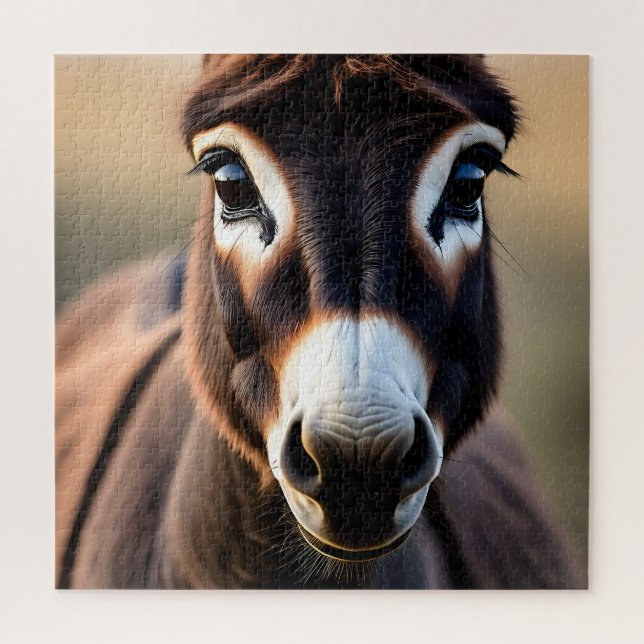 Curious Donkey Close Up Portrait Jigsaw Puzzle (Vertical)