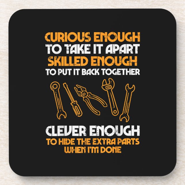 Curious Enough To Take It Apart Car Auto Garage Me Coaster (Front)