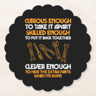 Curious Enough To Take It Apart Car Auto Garage Me Paper Coaster