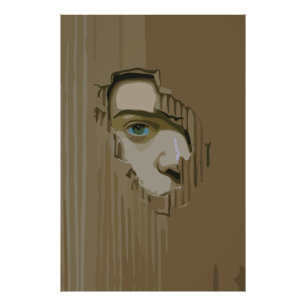 Curious Eye Through Cardboard Photo Print