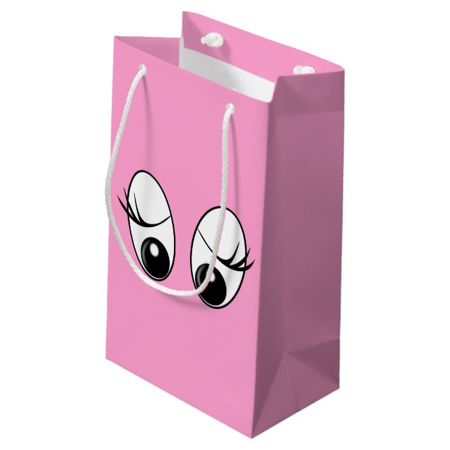 Curious Eyes Funny Pink Gift Bag - Customizable (Back Angled)