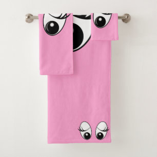Curious Eyes Pink Bath Towels - Choose Colour