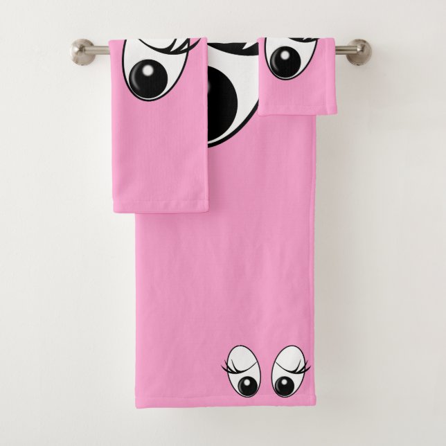 Curious Eyes Pink Bath Towels - Choose Colour (Insitu)