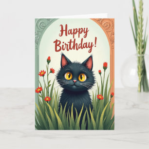 Curious Feline Birthday Card