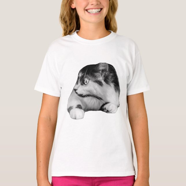 Curious Feline in Autumn Light T-Shirt (Front)
