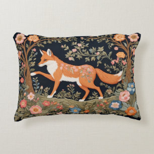 Curious Fox Faux Embroidery Elegant Floral Accent Pillow