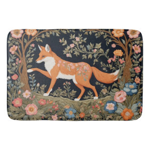 Curious Fox Faux Embroidery Elegant Floral Bath Mat