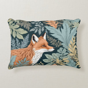 Curious Fox Fern Leaves William Morris Inspired Accent Pillow