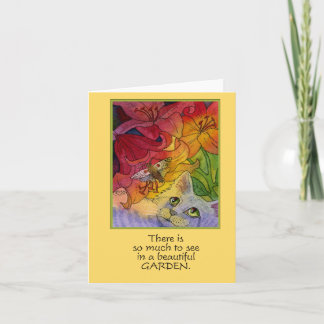 Curious Garden Cat and Moth Notecard