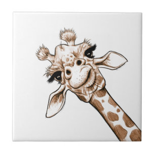 Curious Giraffe Art Tile