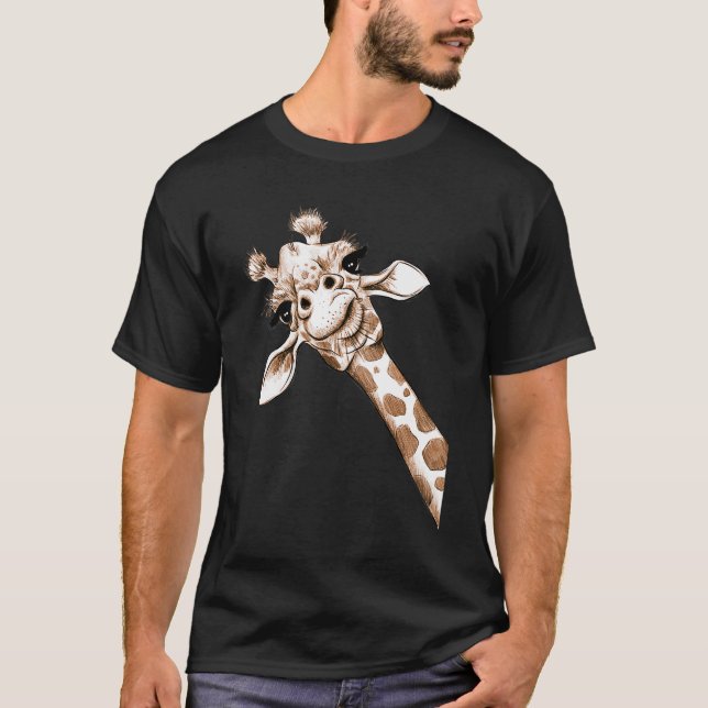 Curious Giraffe  Funny Zoo Animal Costume Gift T-Shirt (Front)