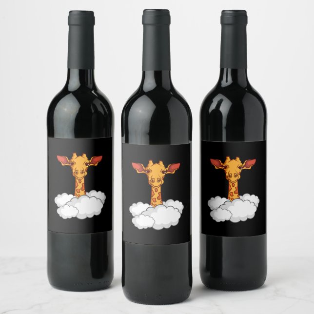Curious Giraffe Funny Zoo Animal Sketch Wine Label (Bottles)