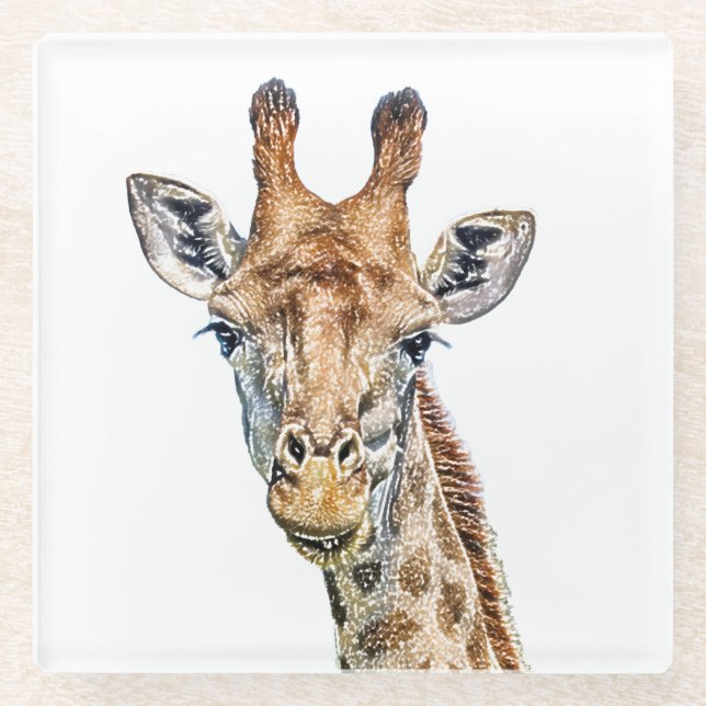 Curious Giraffe Glass Coaster (Front)