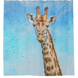 Curious Giraffe with Blue Confetti Sky