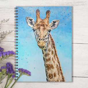 Curious Giraffe with Blue Confetti Sky Notebook