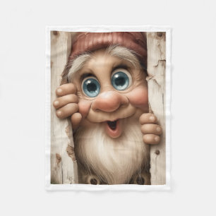 Curious Gnome Peeking Wooden Blanket