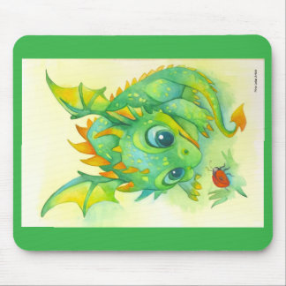 Curious Green Dragon Mouse Pad