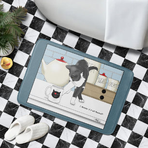 Curious Grey White Cat Funny Tea Mug Kitchen Bath Mat
