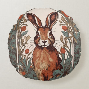 Curious Hare William Morris Inspired Floral Round Pillow