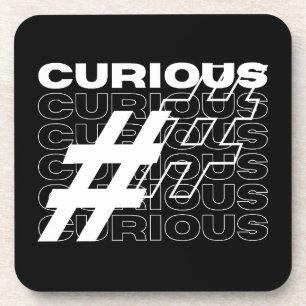 Curious Hashtag Typography Coaster