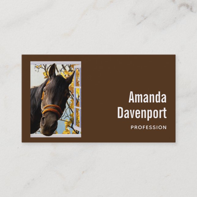 Curious Horse Looking Through a Window Business Card (Front)