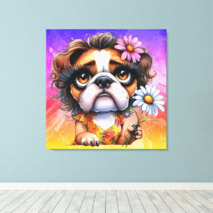 Curious Lady Puppy Canvas Print