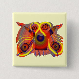 Curious lion dog 2 inch square button