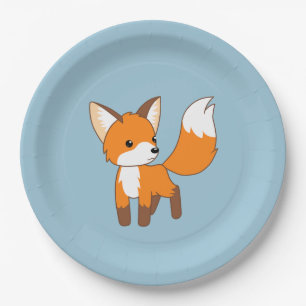 Curious Little Fox on Peach Paper Plate