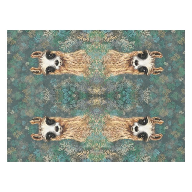 Curious Llama Funny Tablecloth (Front (Horizontal))
